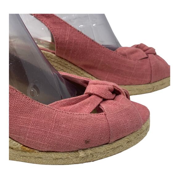 Talbots pink canvas wedge peep toes slingback sandals size 8.5 - Picture 6 of 9